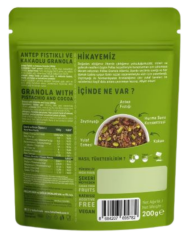 Granola- Antep Fıstığı & Kakao 200 gr- Protein Bar 4 lü set